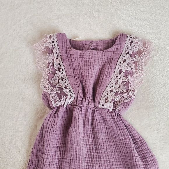 Boutique Purple Lace Romper 12-18 Months - Picture 2 of 6
